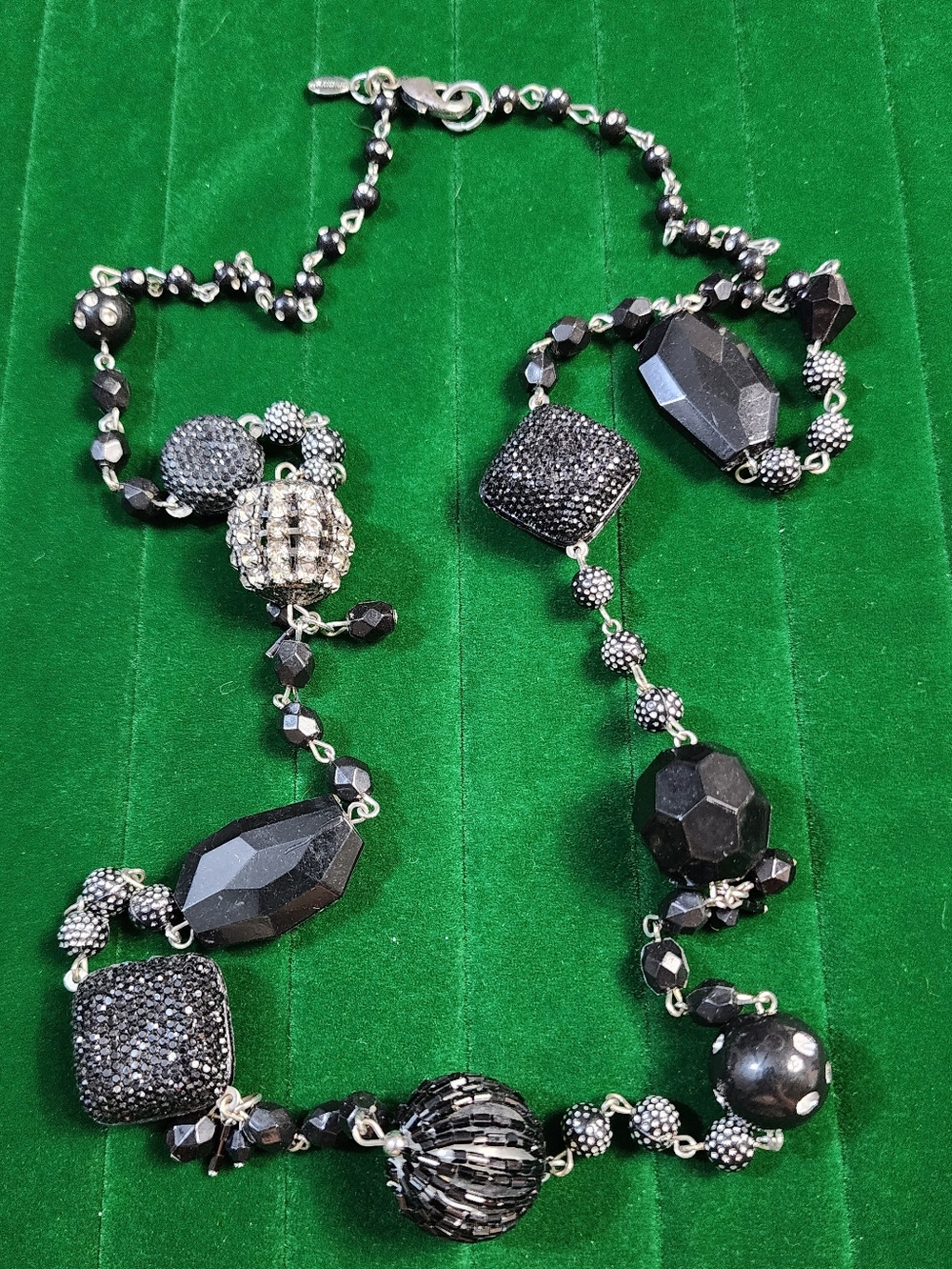 Chico's Vintage 90s Black Multi-Bead Station  Statement Necklace